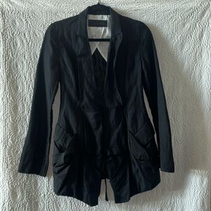 Kaylee Tankus Wool/Steel Blend Long Sleeve V-Neck Back Tie Blazer